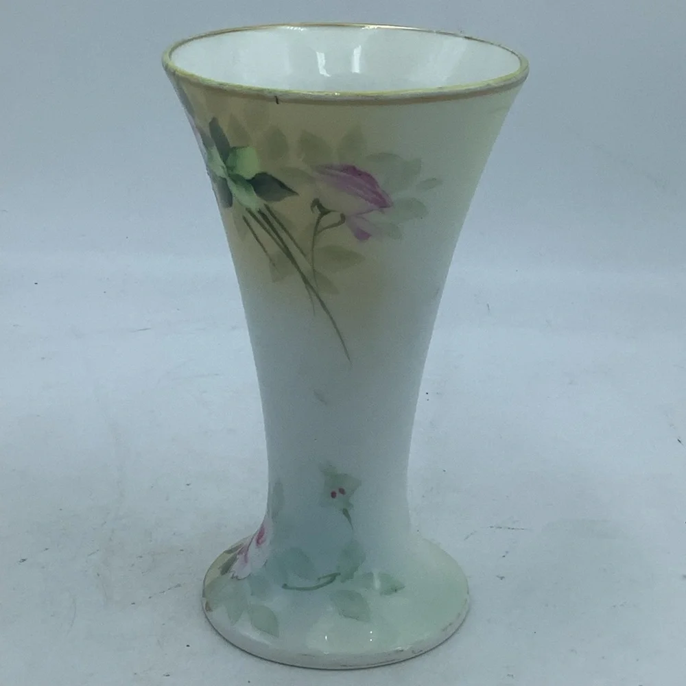Antique Nippon Vase with Hand Painted Flowers